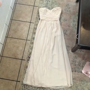 strapless maxi dress cream pink Monique Lhuillier